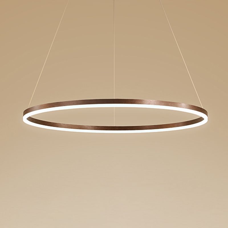 Modern Aluminum Ceiling Hung Fixture Brown Circle Down Lighting Pendant
