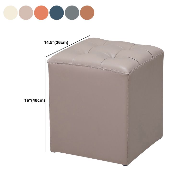 Modern Pouf Ottoman Genuine Leather Upholstered Tufted Stain Resistant Solid Color Ottoman