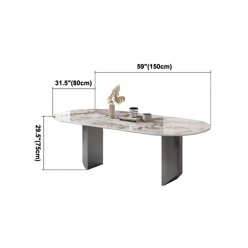 Metal Traditional Luxury Oval Table Sintered Stone Table for Dining Room and Kitchen