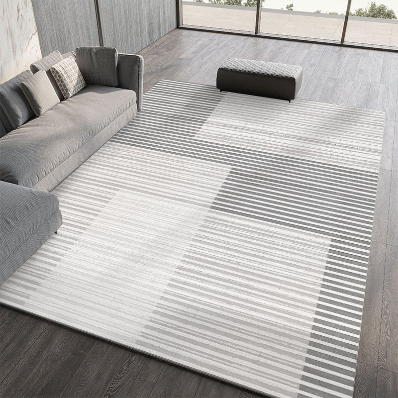 Minimalist Polyester Carpet Stripe Printed Rug Polyester Stain Resistant Area Rug for Living Room