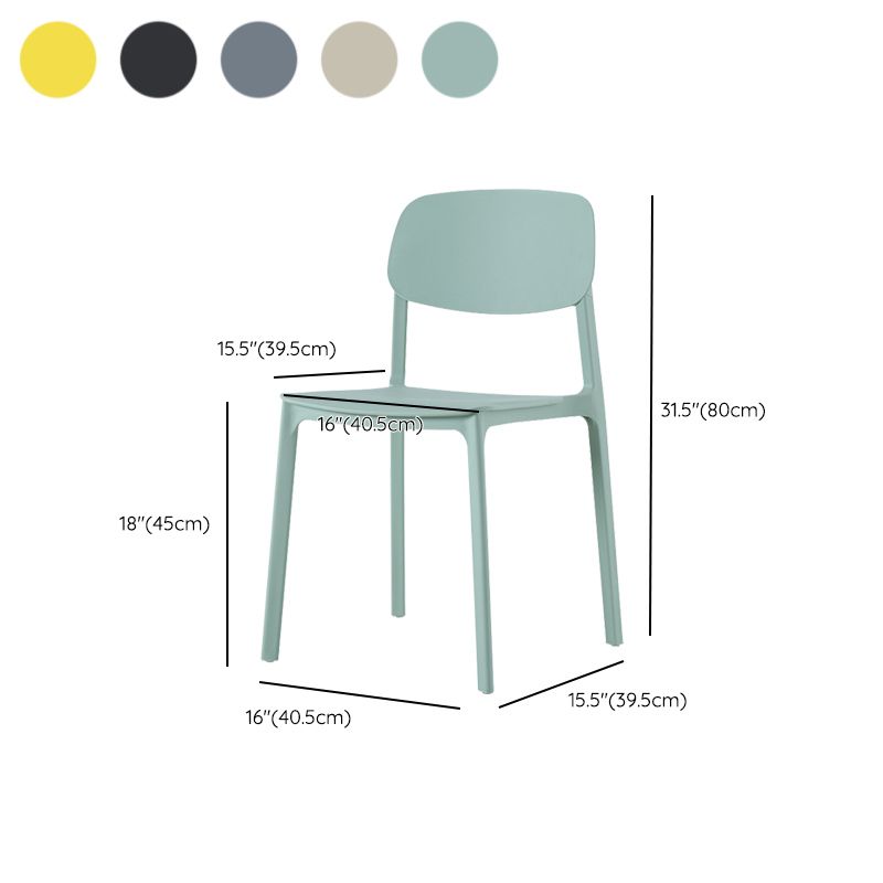 Modern Style Chair Dining Open Back Armless Chair for Kitchen with Plastic Legs