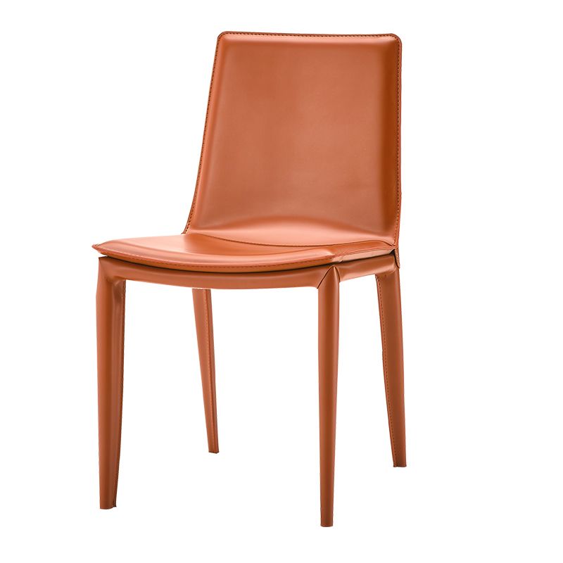 Ensemble de chaises en cuir au design contemporain, chaises de salle à manger à dossier solide (Ensemble de 2)