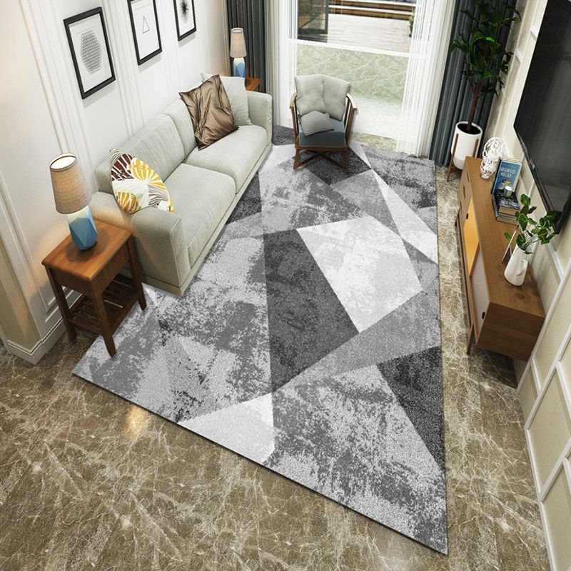 Modernist Geometric Block Rug Multicolor Synthetics Rug Stain Resistant Washable Non-Slip Rug for Family Room