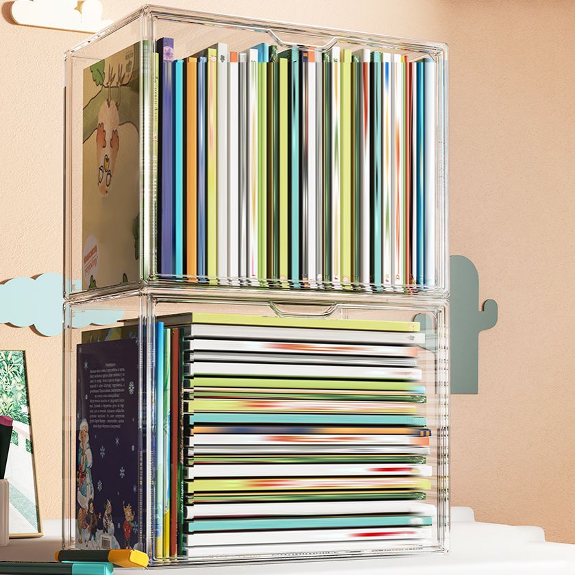 Modern Style Bookshelf Stackable Plastic Bookcase for Home Office