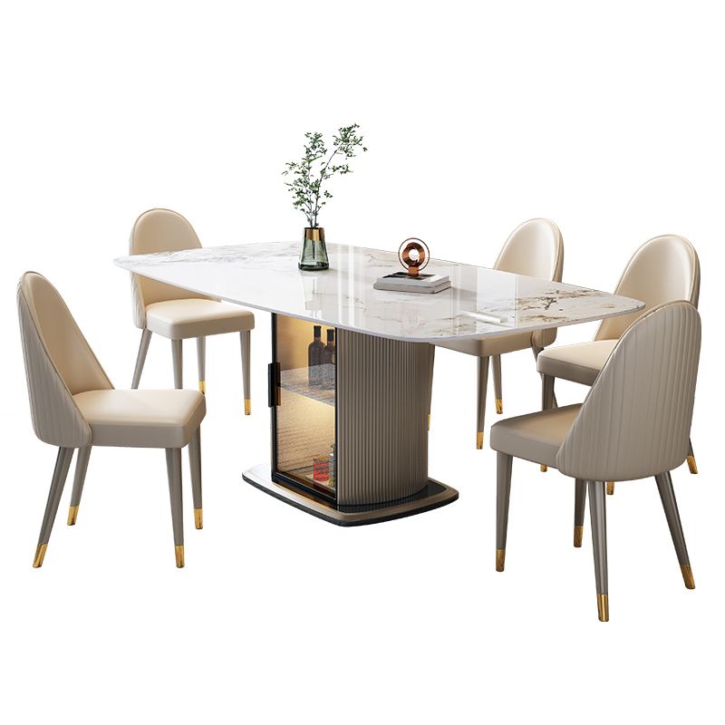 1/5/7 Pieces Modern Sintered Stone Top Dining Set with Storage