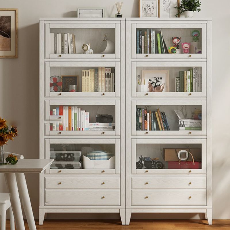 Wood Standard Bookcase Closed Back Contemporary Bookshelf with Drawers