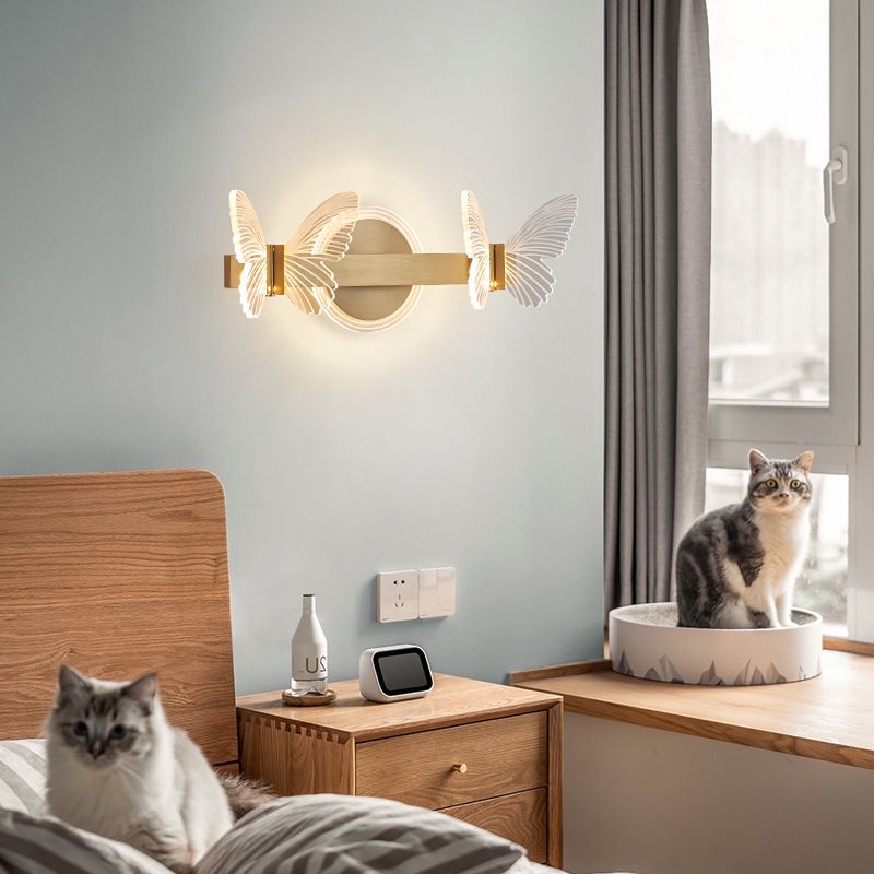 Butterfly Wall Sconce Lighting Modern Metal Wall Sconces in Gold