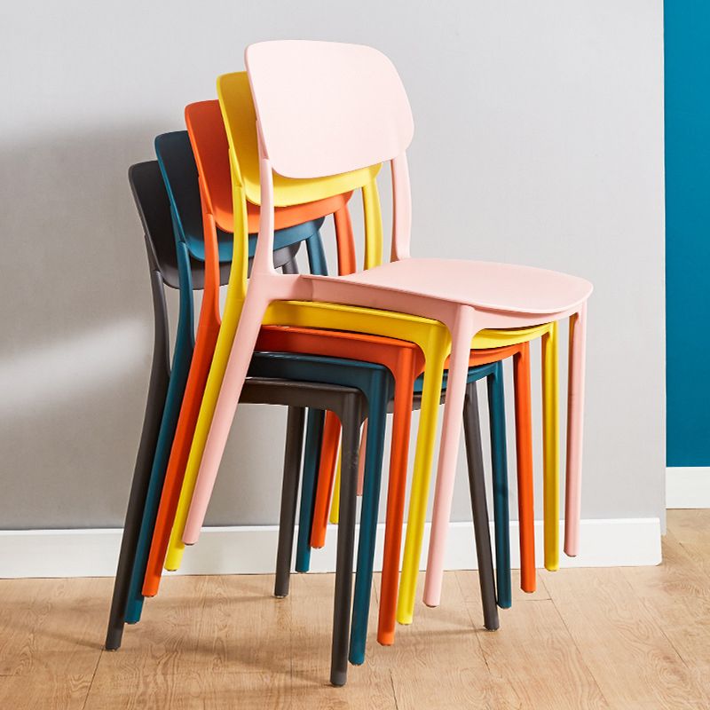 Glam Style Plastic Side Chair Matte Finish Open Back Home Use Dining Chair