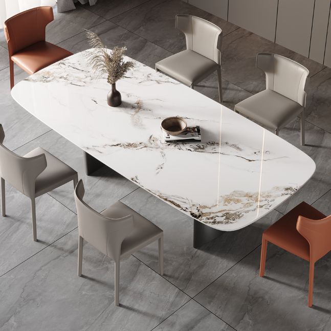 Sintered Stone Top Rechtecktisch für Restaurant Moderner Esstisch mit Doppelpodest