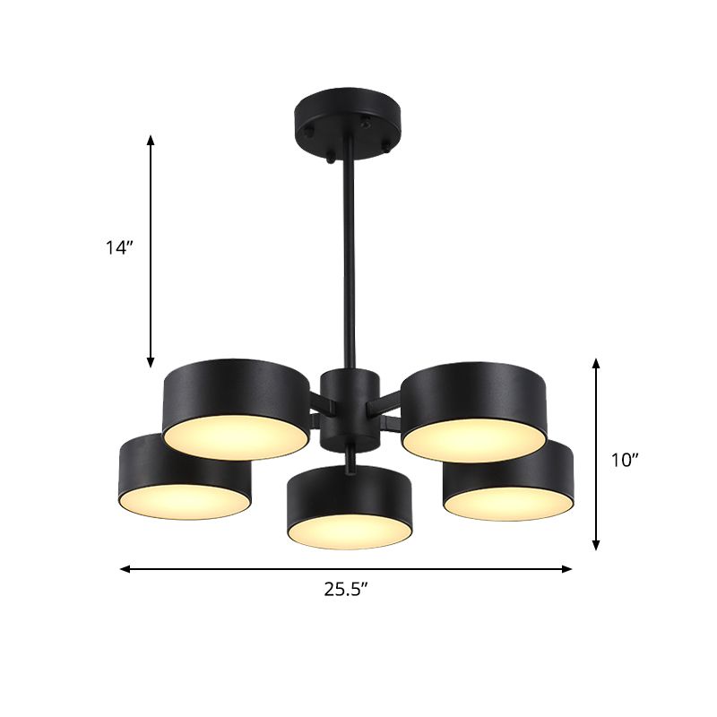 Drum Pendant Light Post Modern Metal 3/5/6/10 Lights Black/Gold Chandelier Light for Living Room