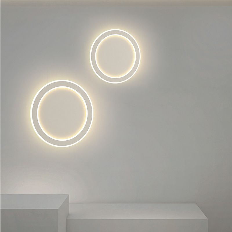 Round LED Wall Lamp Modern Wall Mount Lamp with Acrylic Shade for Bedroom