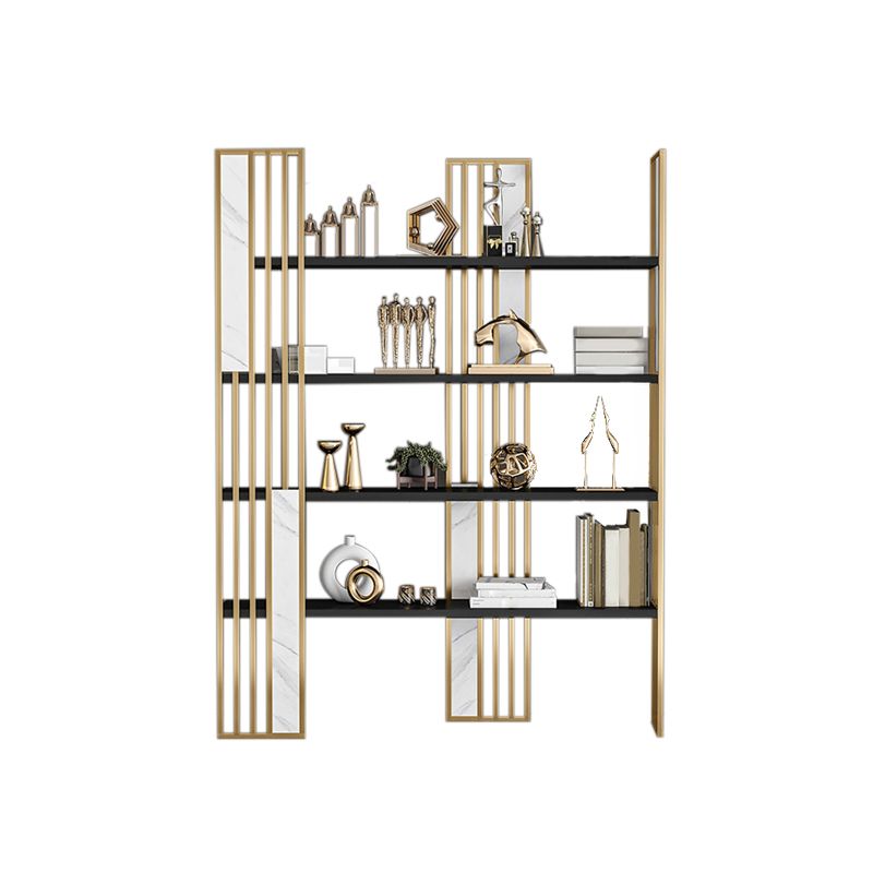 12" W Open Storage Bookcase Gold Metal Frame Bookshelf with Shelves