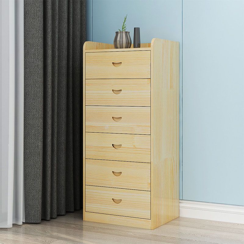 Natural Wood Color Storage Chest Modern Style Vertical Storage Chest Dresser