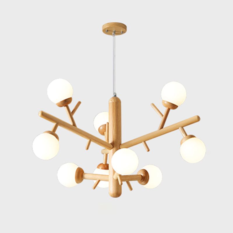 Hölzerne Kronleuchter Decke Hängende Leuchte mit Glasschatten für Schlafzimmer