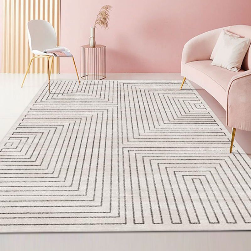 Grey Modern Rug Polyester Graphic Rug Non-Slip Backing Rug for Home Decoration