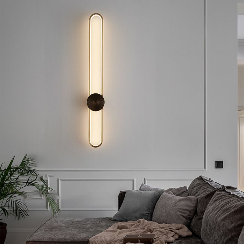 Metal Oval Shape Wall Mount Lighting Modern 1-Light Wall Mounted Light Fixture