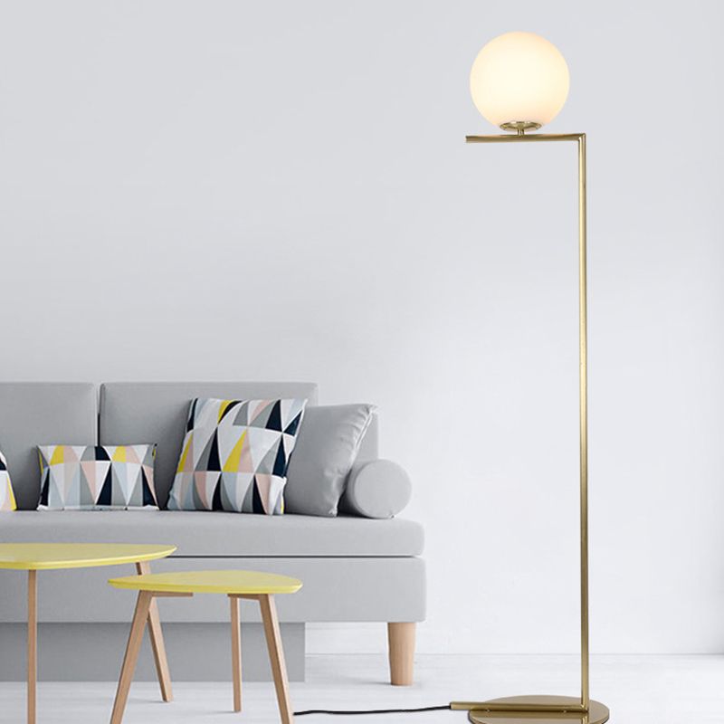 Gouden orb-vormige vloerlicht Minimalisme 1 lamp matglas rechthoek opstaan lamp