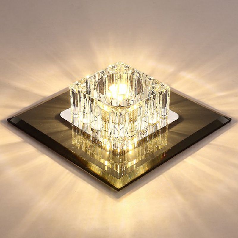 Lámpara de techo empotrada cuadrada, accesorio de iluminación LED de montaje empotrado para pasillo de cristal contemporáneo