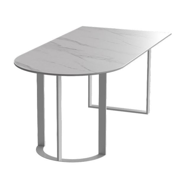 Contemporary Dining Table Stone Dining Site Table with Double Pedestal