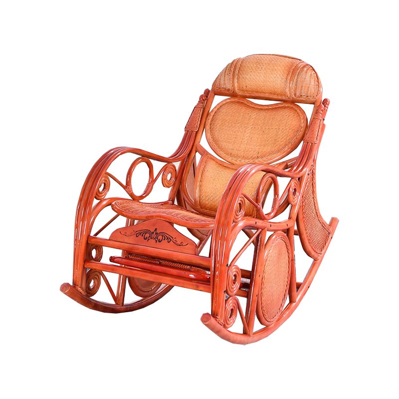 Espresso Rattan Rocking Chair Antique Reclining Rocker Chair 24.4" x 47.2" x 36.2"