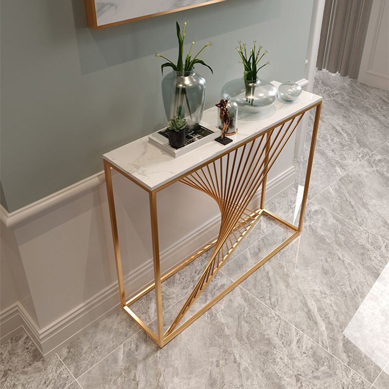 11" Wide Contemporary Console Table Rectangle Stone Sofa Table