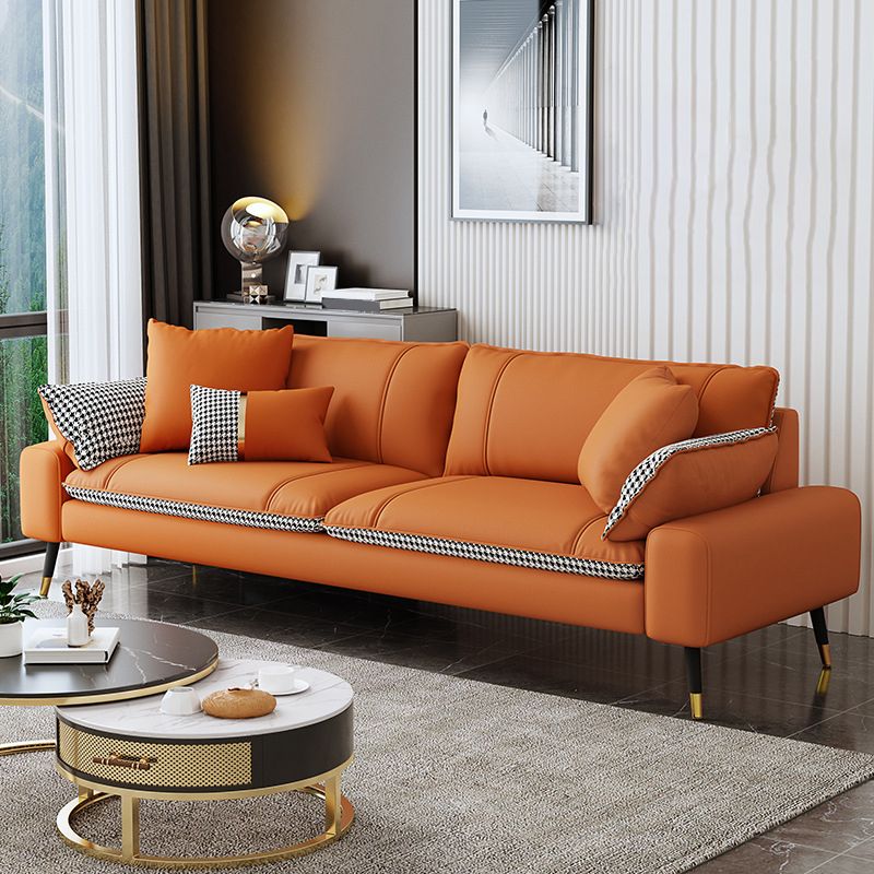 Mid-Century Modern Square Arm Sofa Pillow Back Couch for Living Room