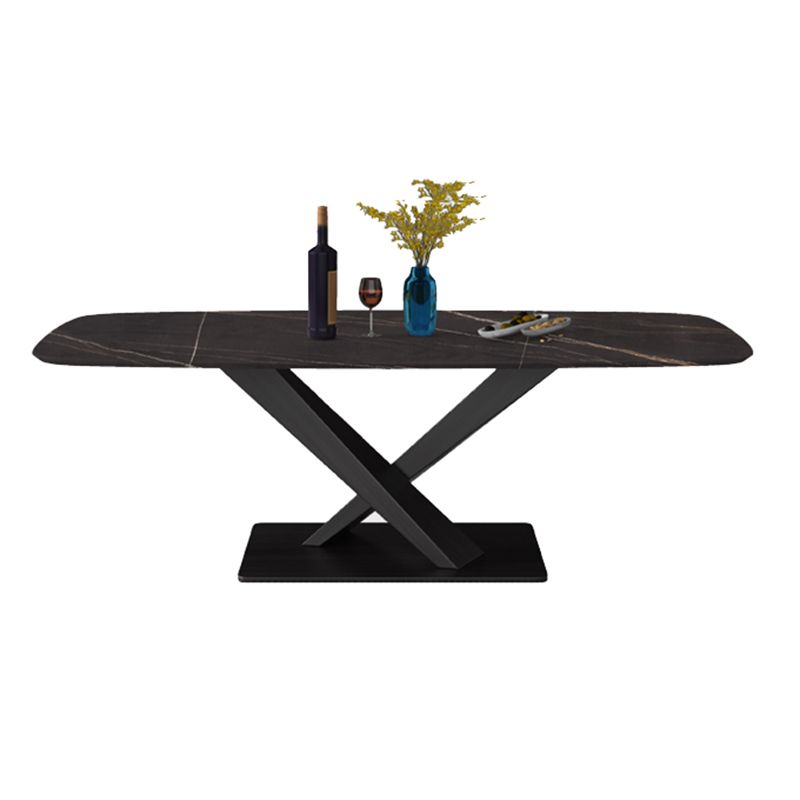 Contemporary Dining Set 1/4/5/7 Pcs Black Sintered Stone Dining Table and Armless Chairs