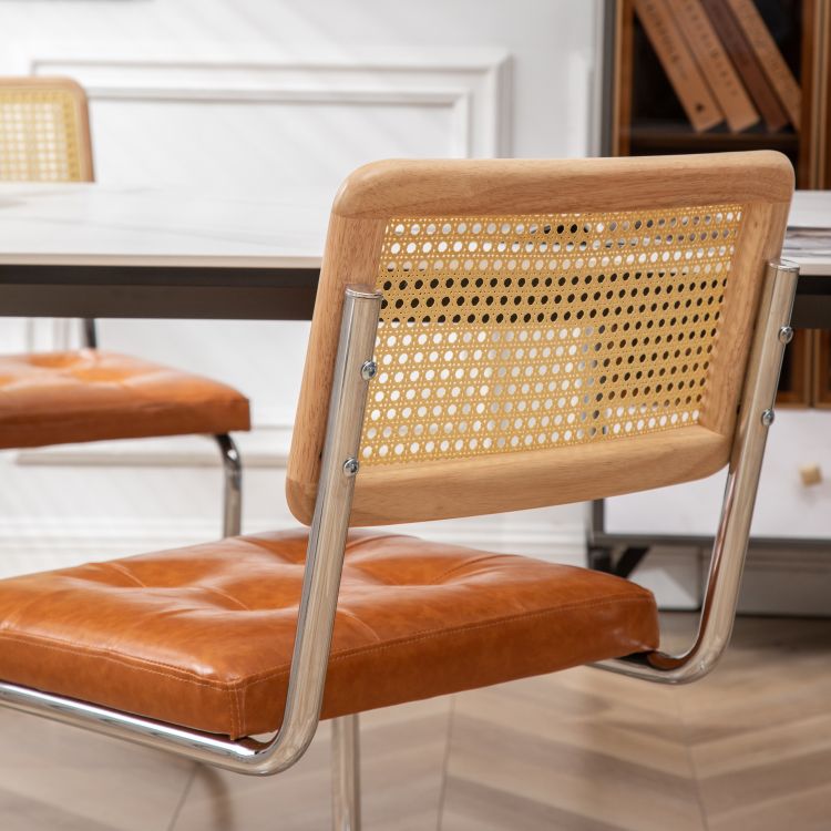 Industrial Style Side Chair Leather Open Back Indoor Dining Chair