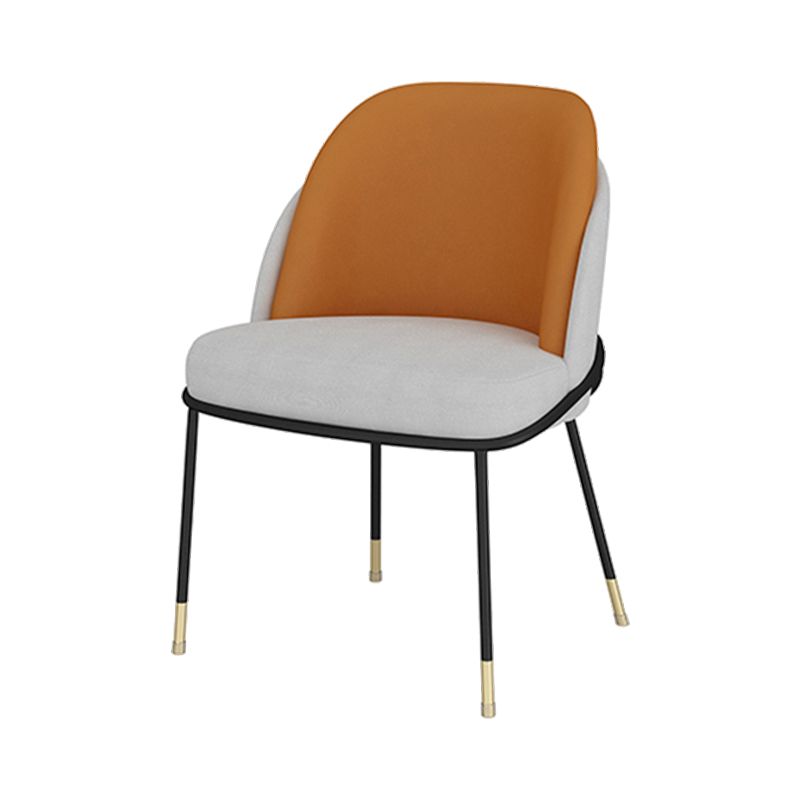Silla sin brazos tapizada silla de comedor de metal de estilo nórdico para uso en restaurantes