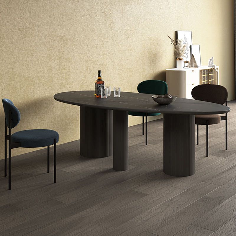 Modern Stone Top Dinette Table Oval Home Kitchen Dinner Tripod Dining Table
