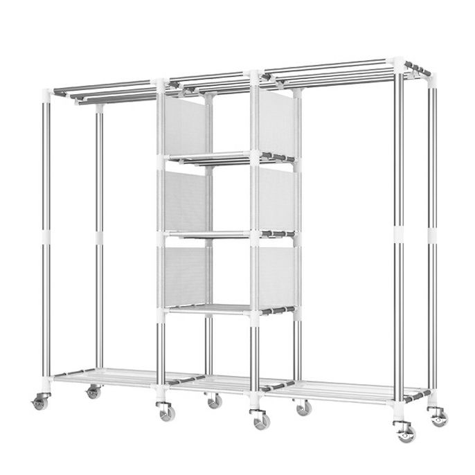 Modern Wardrobe Closet with Shelves Steel Wardrobe Cabinet with Legs