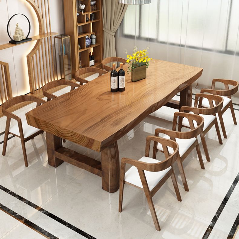 Mesa de comedor marrón de madera sólida simple forma de comedor rectángulo de mesa estándar para cocina