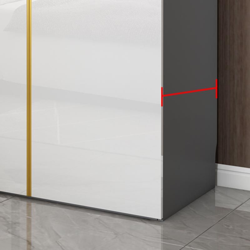 Modern Rectangle Wardrobe Cabinet Wooden White Cabinet with Clothes Rail