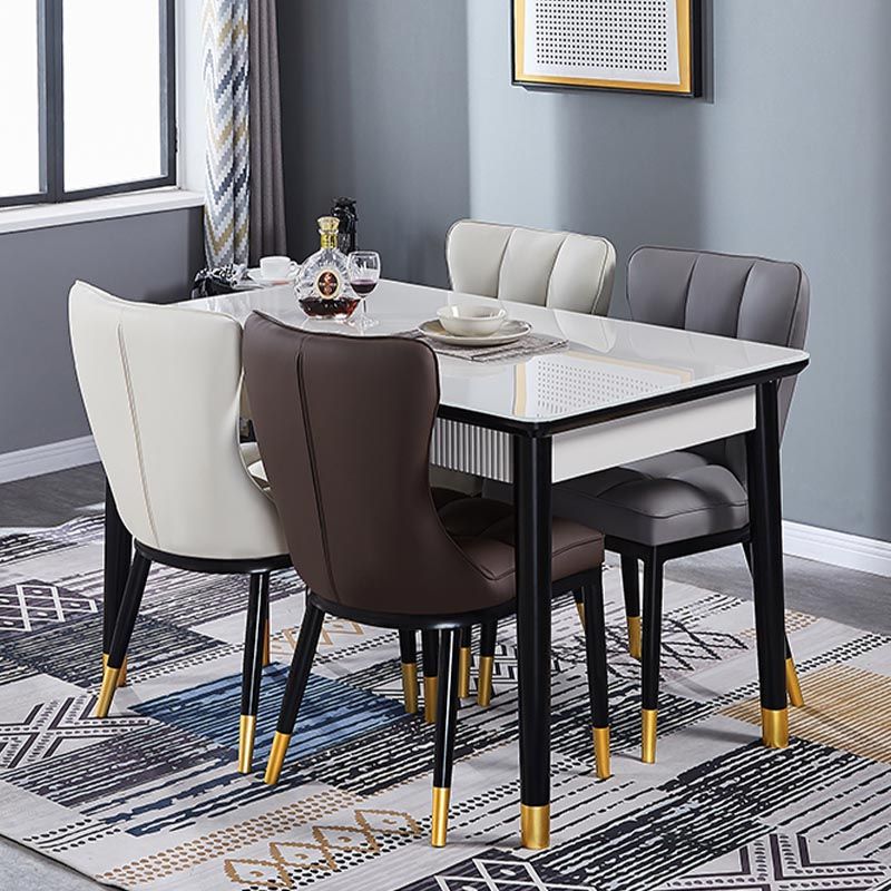 Glam Chair Parsons Chair Leather Dining Furniture in Matte Finish