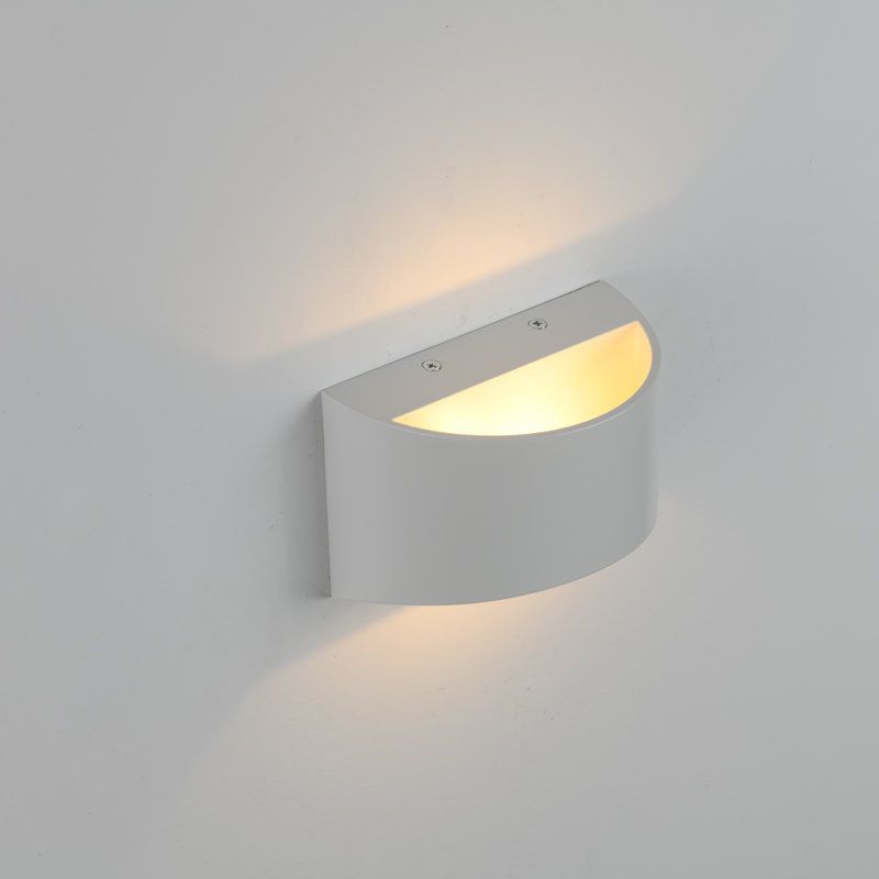 Contemporary Style Half-Cylinder Wall Mounted Light Metal 2 Lights Wall Washer Sconce in White