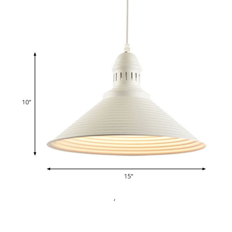Luz colgante de tono de cono con diseño de volantes Metal nórdico 1 Comedor blanco/rosa Comedor colgante Luz