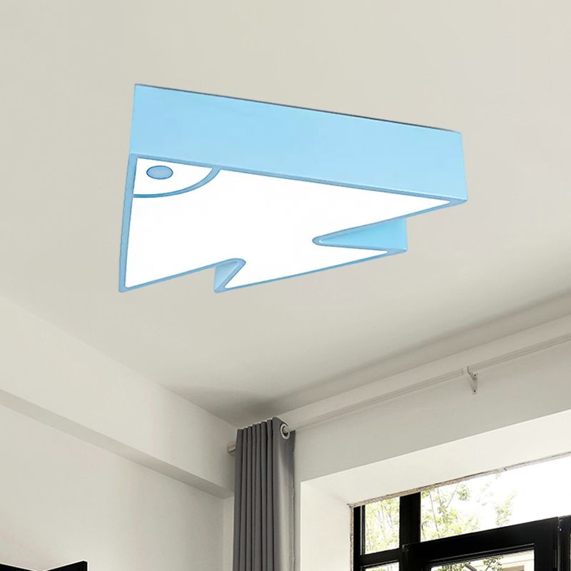Cartoon Triangle Fish Ceiling Lamp Acrylic LED Flush Mount Light for Child Bedroom Living Room