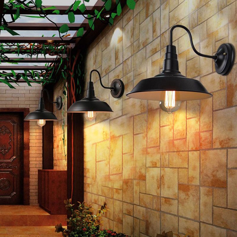 Lumière murale de grange noire dans le style industriel vintage en fer forgé lampe murale simple pour le couloir