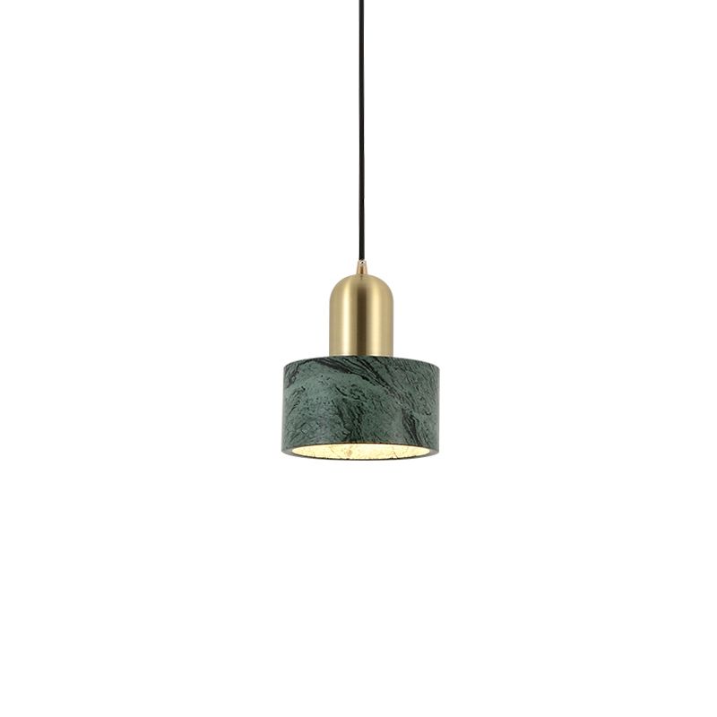 Drum Hanging Light Fixture Modern 1-Light Suspension Lamp with Stone Shade for Restaurant