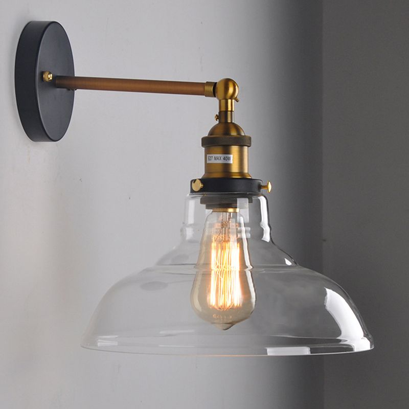 1 lumière en verre transparent en verre luminaire monté sur grange industrielle montant la lumière murale pour la salle et le foyer