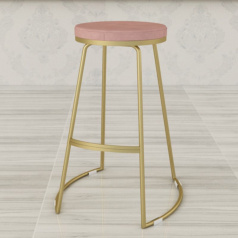 Nordic Style Bar-stool Round Seat Counter Bar Stool with Metal Legs for Home