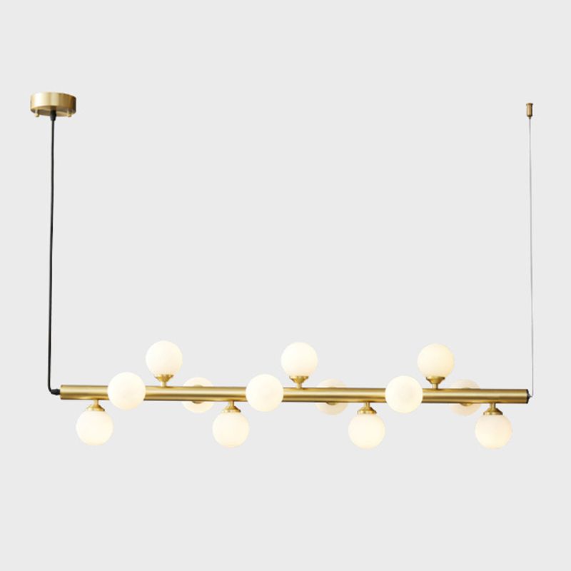13 Lights Linear Island Pendant Modern Glass Island Light Fixture