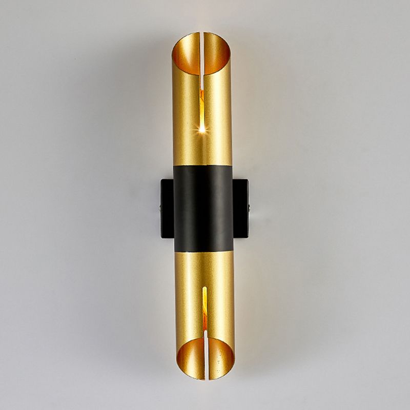 Gold Modern Wall Sconce Cylinder Shape Vanity Lamp with Metal Shade for Bathroom