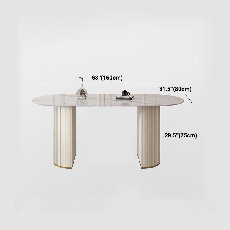 Traditional Luxury Dining Table with White Marble Oval Dining Table for Home