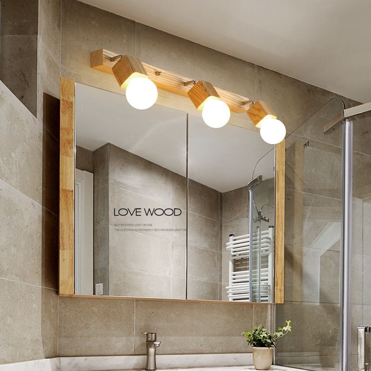 Moderne houten ijdelheid spiegel licht verstelbare gewapende badkamer ijdelheid sconce lichten