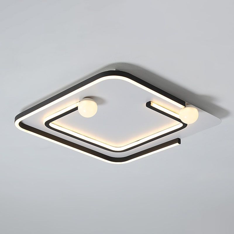 Plafoniera moderna da incasso a LED in metallo con linea geometrica nera per camera da letto