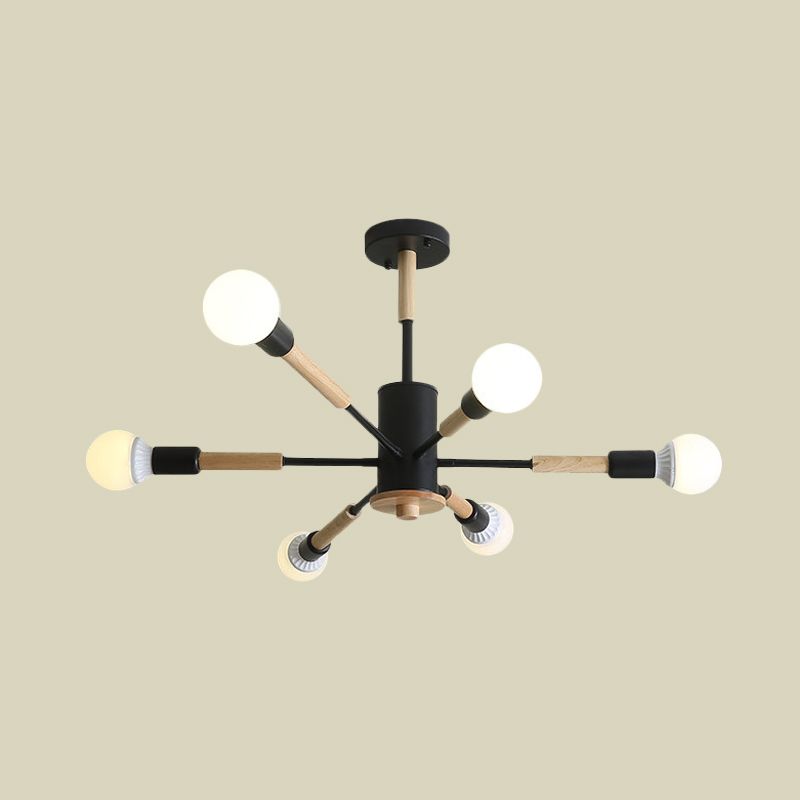 Black/Green/Grey/White Sky Bang Pendant Lighting Nordic Style Wooden Chandelier for Living Room Foyer