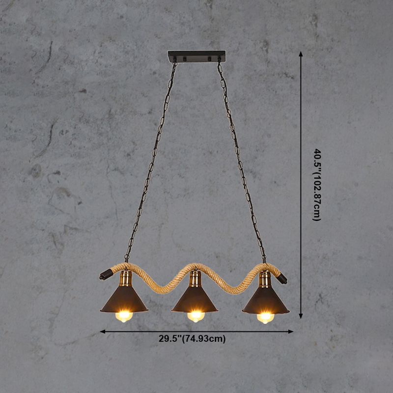 American Industrial Hemp Rope Pendant Light Vintage Hanging Light for Loft Living Room