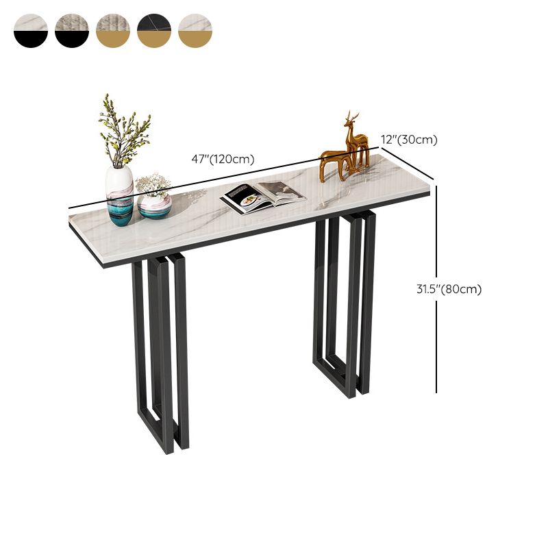 Glam Rectangle Console Accent Table Antique Finish Console Sofa Table in Stone