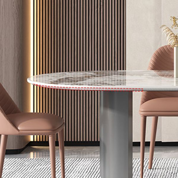 Sintered Stone Dining Table Modern Table in White with Grey Double Pedestal